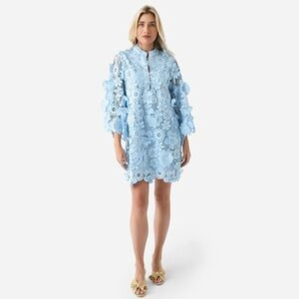 J.Marie Seraphina Blue Lace Appliqué Dress Size Medium